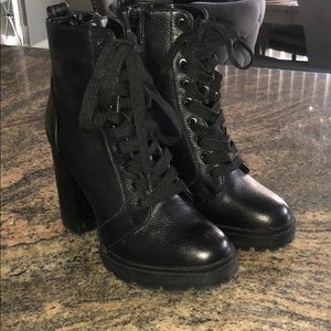 High heel combat boots